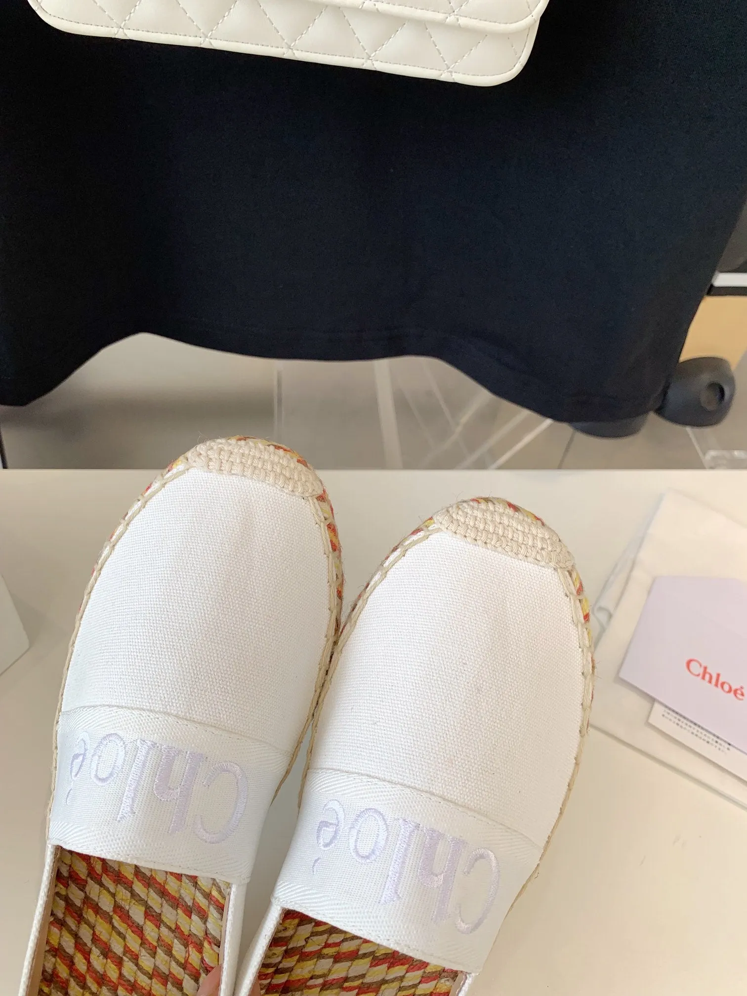 CHLOÉ DENIM RAFFIA WHITE IN Express delivery Extra-large discount AND LOAFER SHOES WOVEN