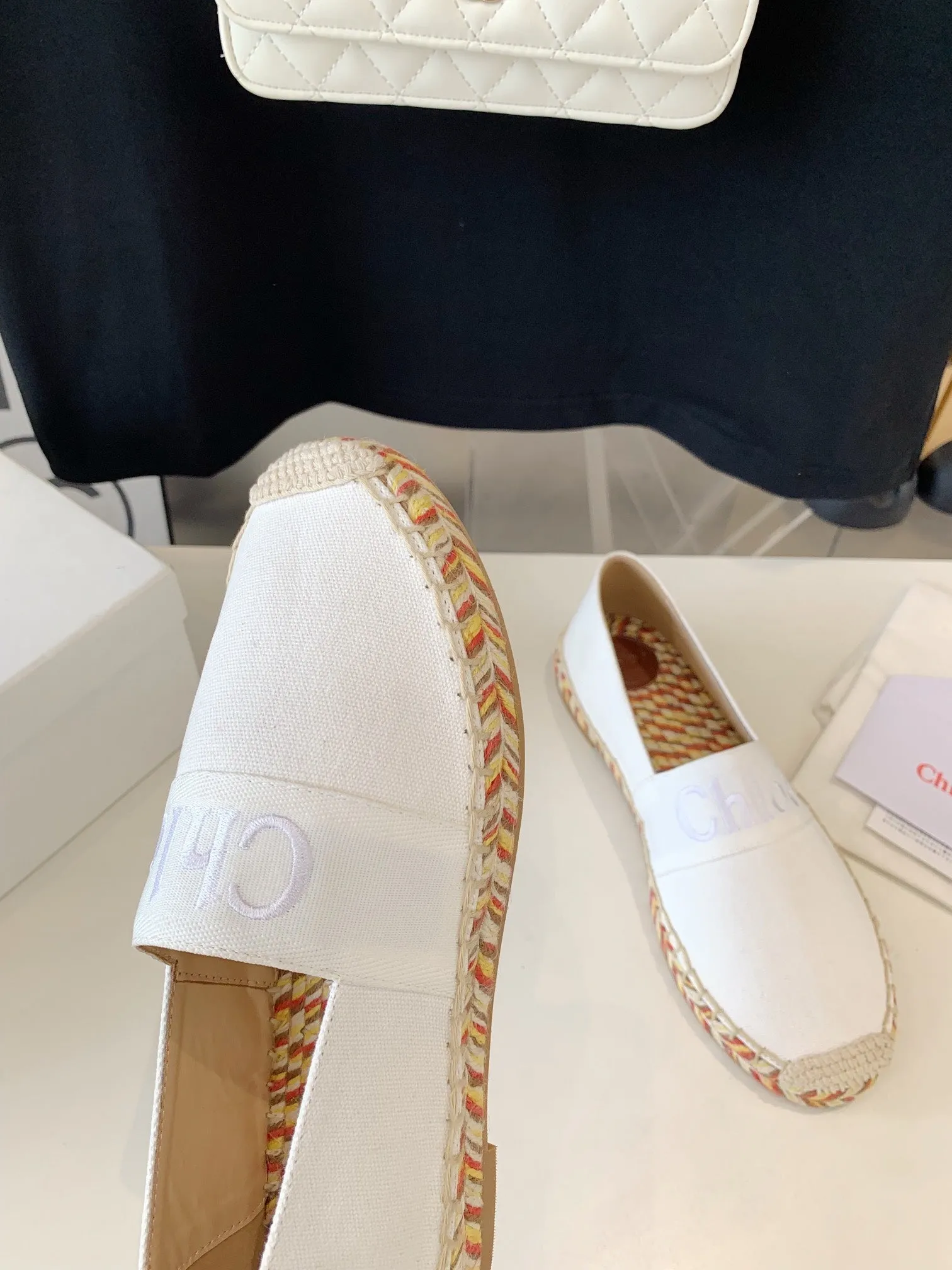 CHLOÉ DENIM RAFFIA WHITE IN Express delivery Extra-large discount AND LOAFER SHOES WOVEN