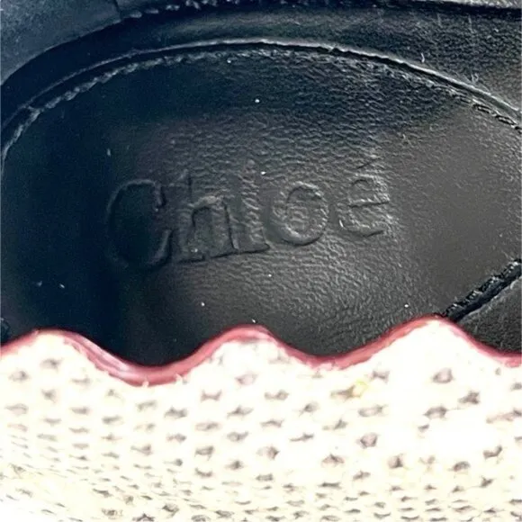 Chloé Embossed Lizard Scalloped Ballerina Leather Ballet Flats Grey 9.5