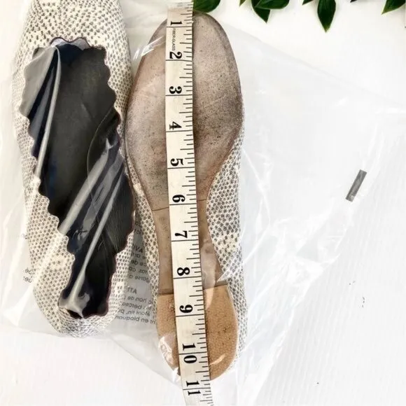 Chloé Embossed Lizard Scalloped Ballerina Leather Ballet Flats Grey 9.5