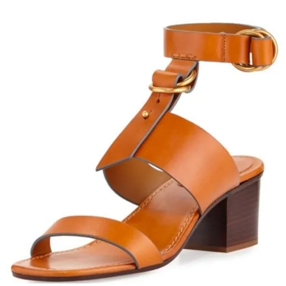 Chloé Kingsley Leather T Strap Sandals, Size 37 (6.5)