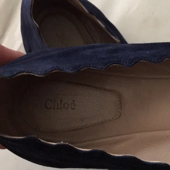 CHLOÉ Lauren Suede Scalloped Ballerina Flats
