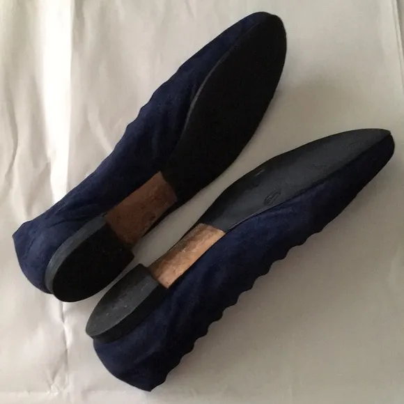 CHLOÉ Lauren Suede Scalloped Ballerina Flats