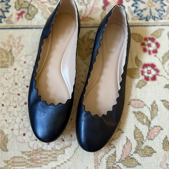 Chloe Lauren Ballerina Black Leather Women's Flats