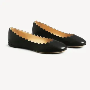 Chloe Lauren Ballerina Black Leather Women's Flats