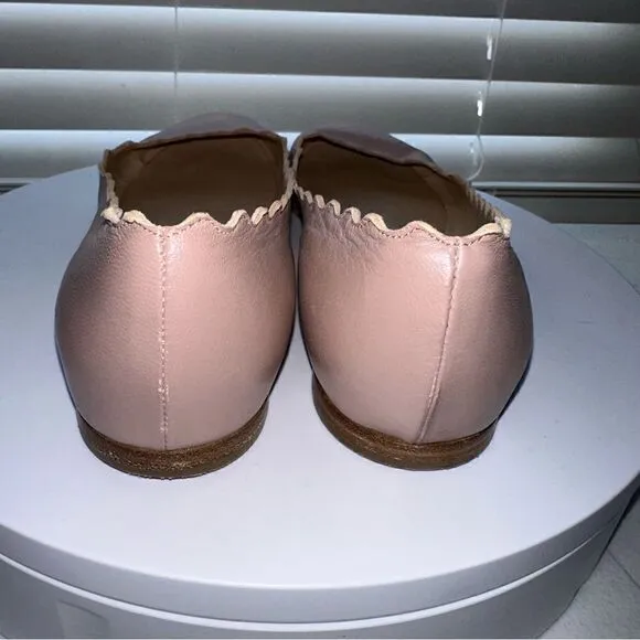 Chloe’ Leather Scalloped Edge Ballet Flats. Size 37. Beige. Very nice condition.