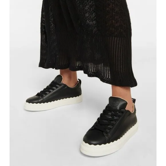 Chloe Low Top Sneakers Black Scalloped