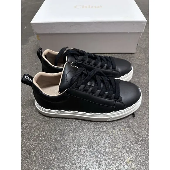 Chloe Low Top Sneakers Black Scalloped