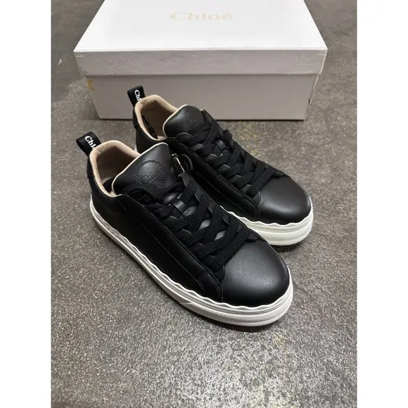 Chloe Low Top Sneakers Black Scalloped