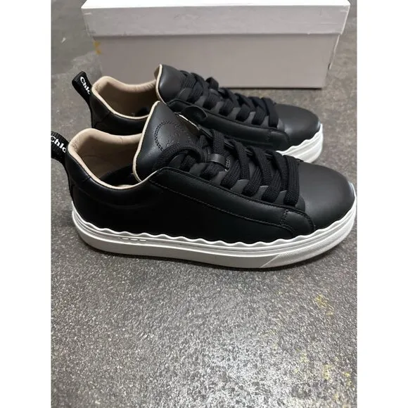 Chloe Low Top Sneakers Black Scalloped