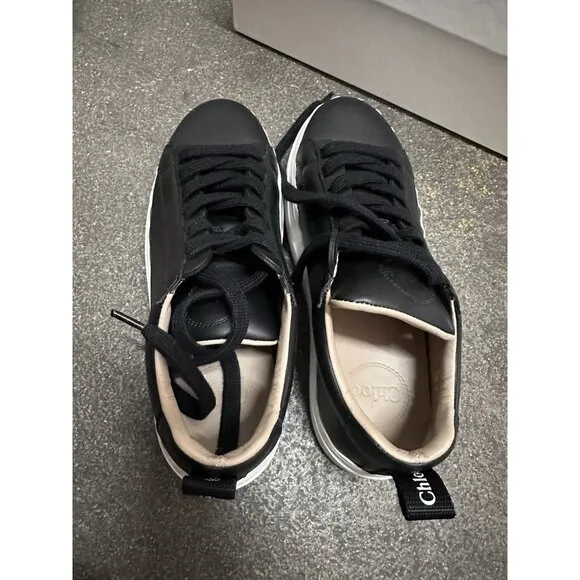 Chloe Low Top Sneakers Black Scalloped