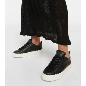 Chloe Low Top Sneakers Black Scalloped