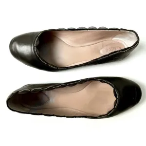 Chloe Ribbon &amp; Chain Lauren Leather Flats, Black, size 36.5, US 6.5