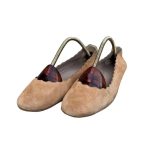 Chloe Scallop Flats Tan Soft Suede Flats Womens Size 36 EU 6 US Used