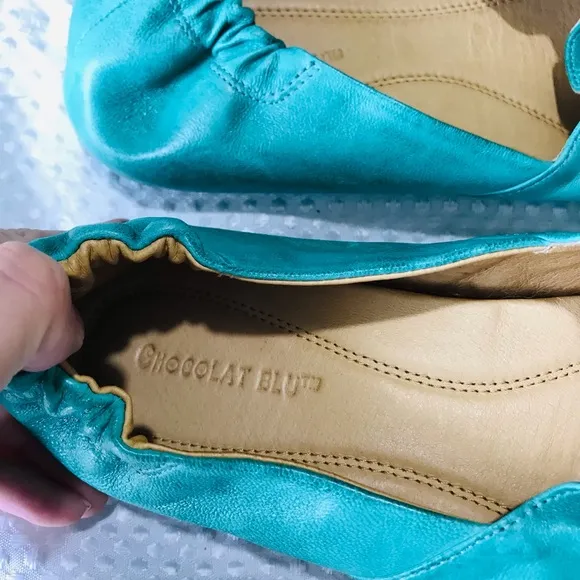 Chocolate blu turquoise flats