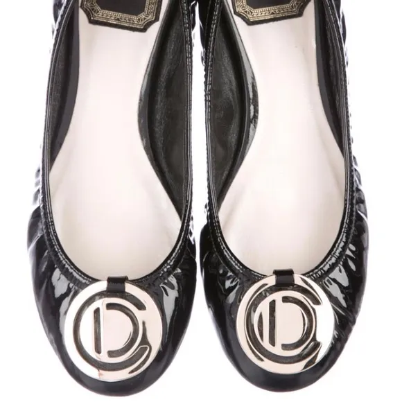 Christian Dior leather patent flats