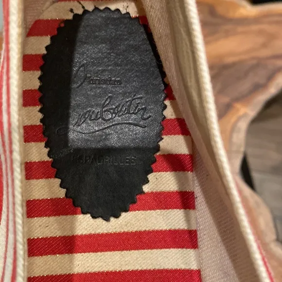 Christian Louboutin Galia  Striped Canvas Espadrilles size 12 with metallic