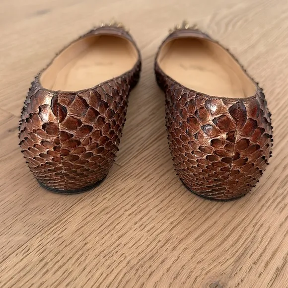 Christian Louboutin Geo Pump Flat Python Rock Stud Pointed Toe Ballet Flats s.38