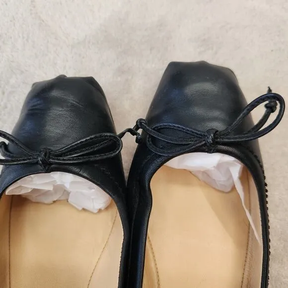 Christian Louboutin Mamadrague Flats 37.5 Black Leather Ballet Shoes Red Sole