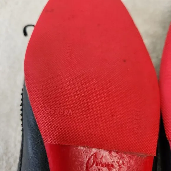 Christian Louboutin Mamadrague Flats 37.5 Black Leather Ballet Shoes Red Sole
