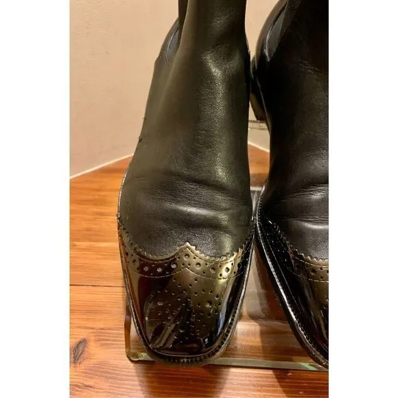 Christian Louboutin Men's Black Leather Semi Brogue Chelsea Boots Size 41