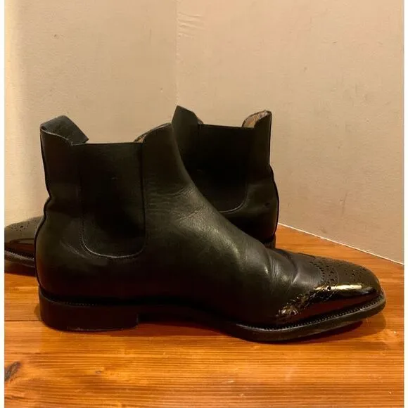 Christian Louboutin Men's Black Leather Semi Brogue Chelsea Boots Size 41