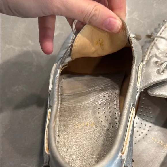 Christian Louboutin Silver Flats with Moccasin Design