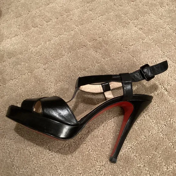 Christian Louboutin T strap black women shoes size 36