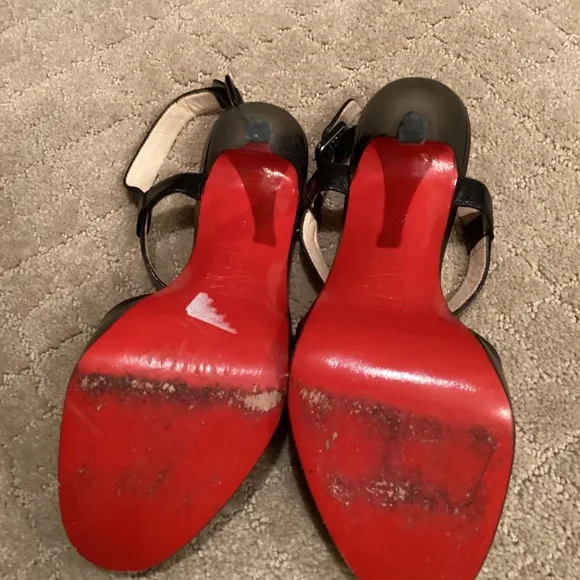 Christian Louboutin T strap black women shoes size 36