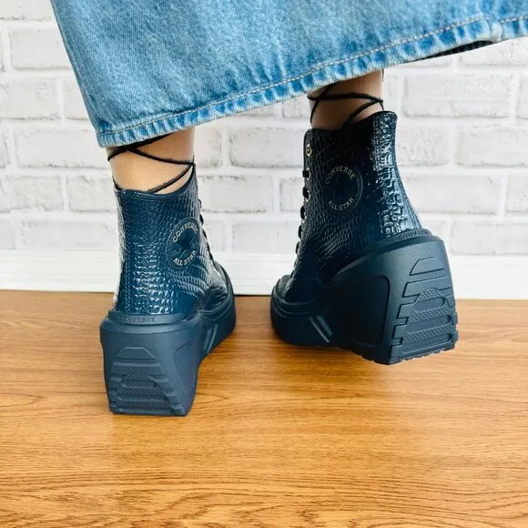 ⭐Chuck 70 De Luxe Wedge Platform Leather Sneakers 10 Womens Shoes Blue A10037C