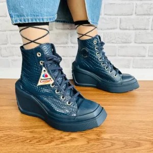 ⭐Chuck 70 De Luxe Wedge Platform Leather Sneakers 10 Womens Shoes Blue A10037C