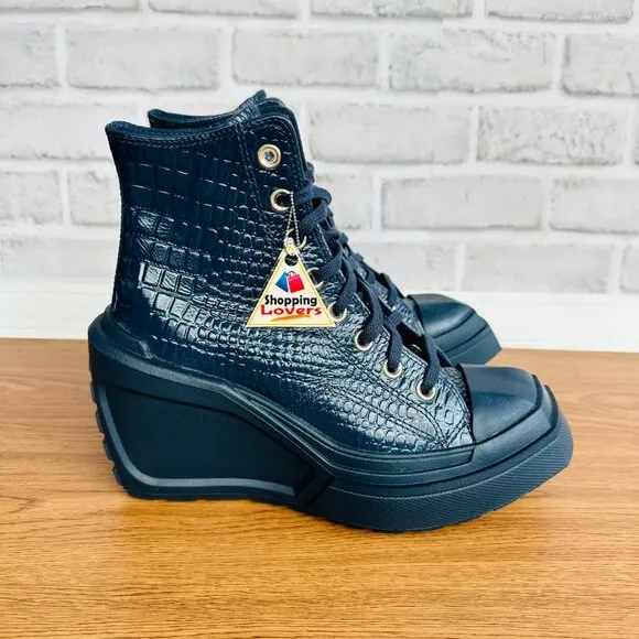 ⭐Chuck 70 De Luxe Wedge Platform Leather Sneakers 10 Womens Shoes Blue A10037C