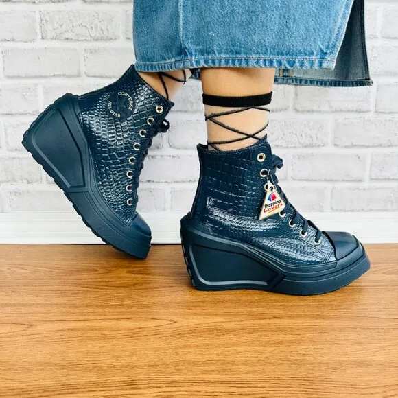 ⭐Chuck 70 De Luxe Wedge Platform Leather Sneakers 10 Womens Shoes Blue A10037C
