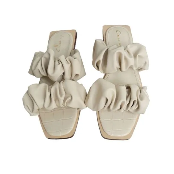 CIRCUS BY SAM EDELMAN Womens Ivory Croc Iggy Slip On Slide Sandals 5.5 M