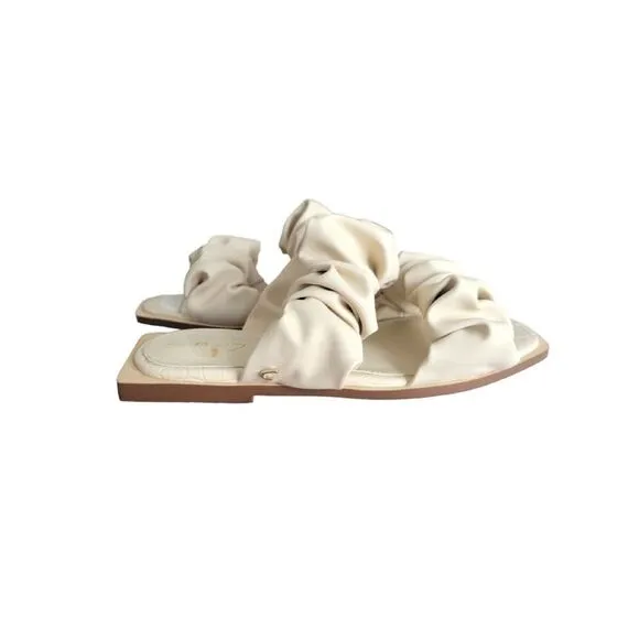 CIRCUS BY SAM EDELMAN Womens Ivory Croc Iggy Slip On Slide Sandals 5.5 M