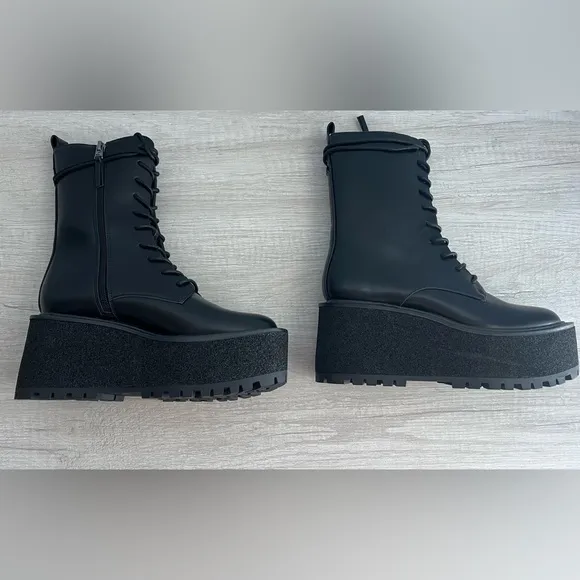 Circus NY by Sam Edelman Slater Lace-Up Platform Wedge Combat Boots Size 8