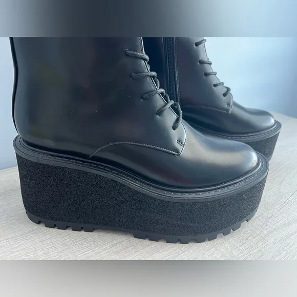 Circus NY by Sam Edelman Slater Lace-Up Platform Wedge Combat Boots Size 8
