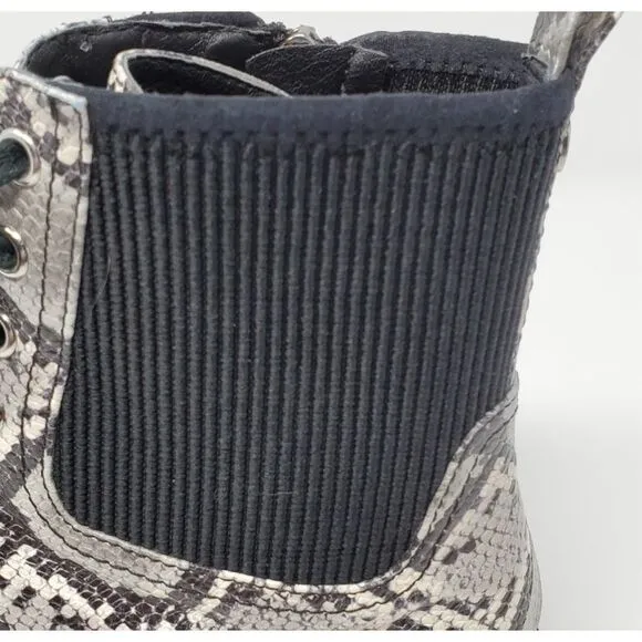 CIRCUS SAM EDELMAN GIOVANNY COMBAT Snakeskin Zip Platform BOOTS SIZE 8