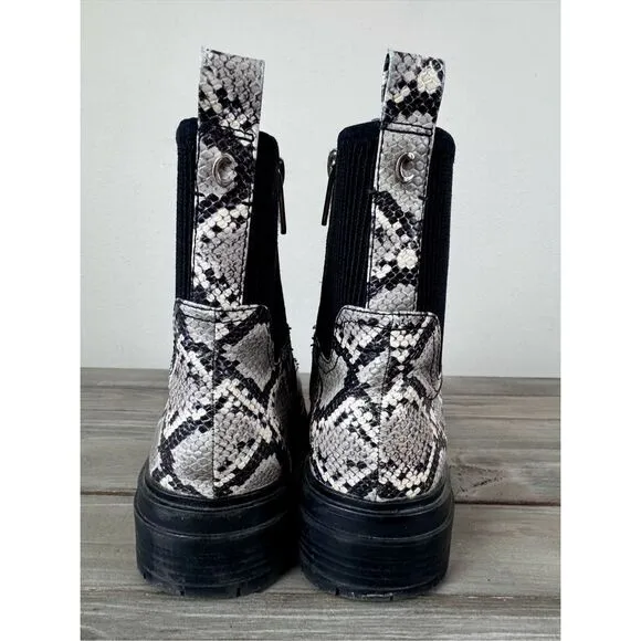 CIRCUS SAM EDELMAN GIOVANNY COMBAT Snakeskin Zip Platform BOOTS SIZE 8