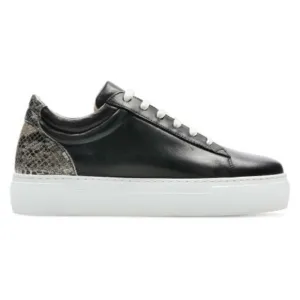 Clarks Black Leather Tansy Run Snake Sneakers 8.5