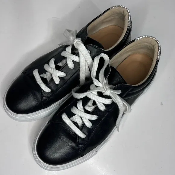 Clarks Black Leather Tansy Run Snake Sneakers 8.5