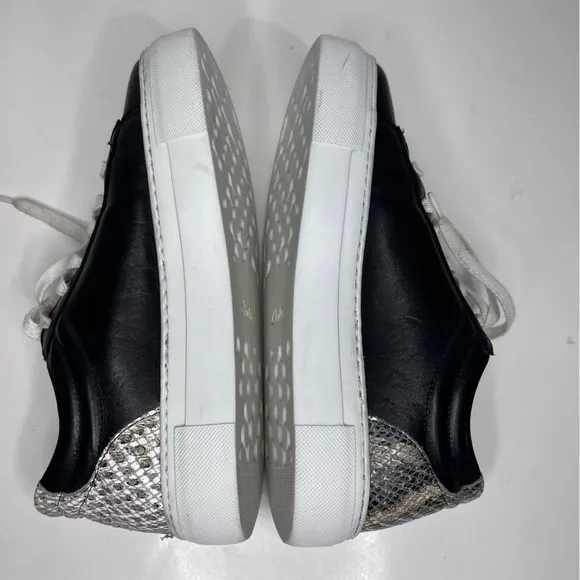 Clarks Black Leather Tansy Run Snake Sneakers 8.5