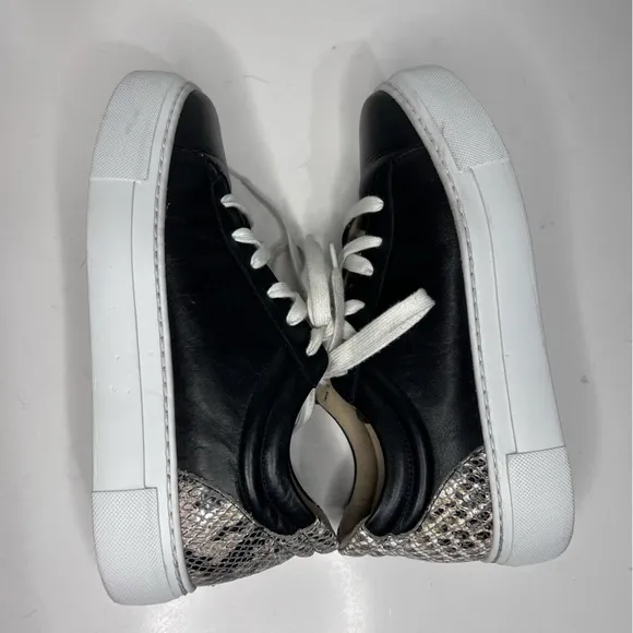 Clarks Black Leather Tansy Run Snake Sneakers 8.5