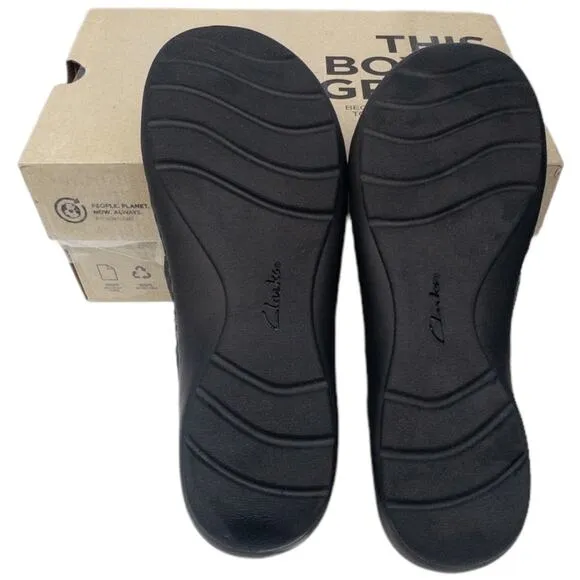 Clarks Cora River Low Wedge Sandals  Women's 7 Black