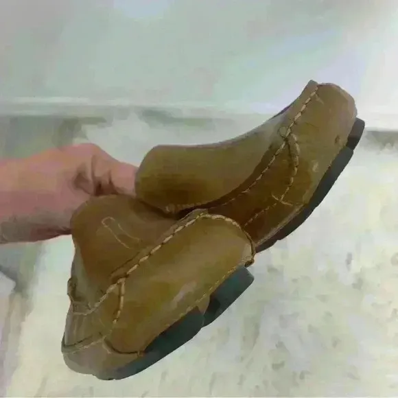 Clarks England cognac camel tan driving loafers shoes sz 8.5 m