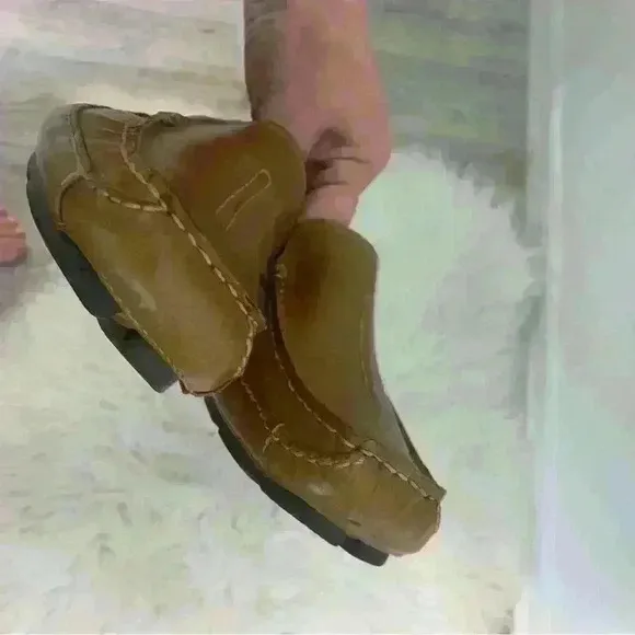Clarks England cognac camel tan driving loafers shoes sz 8.5 m