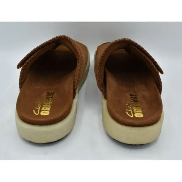Clarks Mens Size 11 Overleigh Cola Suede Slip On Slide Sandals