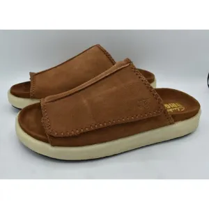 Clarks Mens Size 11 Overleigh Cola Suede Slip On Slide Sandals