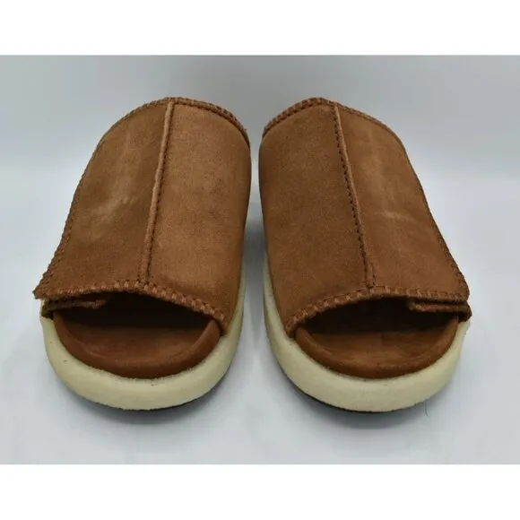 Clarks Mens Size 12 Overleigh Cola Suede Slip On Slide Sandals