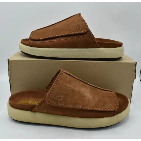 Clarks Mens Size 12 Overleigh Cola Suede Slip On Slide Sandals